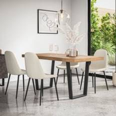Oaks Dining Sets More4Homes Oak Effect Table Top with Black Legs and Maya Boucle Chair Of 4 Dining Set