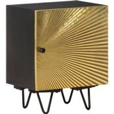 Furniture Berkfield Home Cabinet with Brass Front 40 x 30 x 50 cm Solid Mango Wood Gold One Size Bedside Table