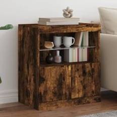 Furniture Berkfield Home with LED Lights Smoked Oak 60 x 37 x 67 cm Sideboard