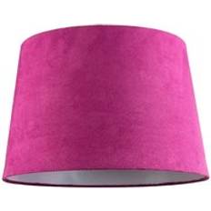 Happy Homewares Sleek Velvet Fabric 12 Inch Drum Lamp with Cotton Inner - Pink Shade