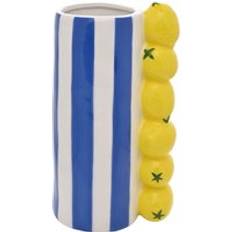 Ceramic Vases Hestia Lemon With Blue Stripes One Size Vase
