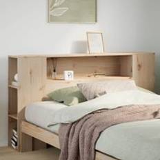 Beds & Mattresses Berkfield Home With Storage 120 cm Solid Wood Pine - Brown Headboard