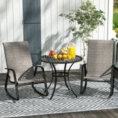 Outdoor Rocking Chairs on sale OutSunny 2 Pcs Garden Rocking Chairs with Armrests High Back Light Brown