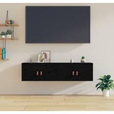 Black Wall Cabinets Berkfield Home Cabinets 2 pcs Black 60 x 30 x 30 cm Solid Wood Pine Wall Cabinet