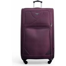 Infinity Leather Soft Shell Lightweight Nylon Extra Large 4 Wheels Travel Suitcase Purple