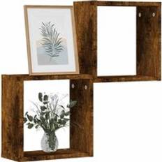 Furniture Berkfield Home Cube Shelves 2 pcs Smoked Oak 30 x 15 x 30 cm Wall Shelf