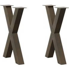 Furniture Berkfield Home Dining Legs X-Shaped 2 pcs Natural Steel 60x Table Leg