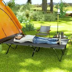 Camping Beds OutSunny Double Camping Folding Cot Portable Sleeping Bed