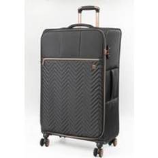 Gino Ferrari Biella Soft Shell Suitcase Lightweight Hold Luggage with Tested Wheels Black Large