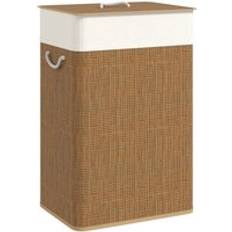 Brown Bathroom Accessories Homcom Laundry Hamper with Removable Washable Liner Bag Brown
