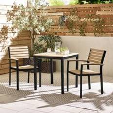 Teak Garden & Outdoor Furniture Furniturebox Malva 2 Seater Wolid Wood Outdoor - Black - One Size Patio Dining Set