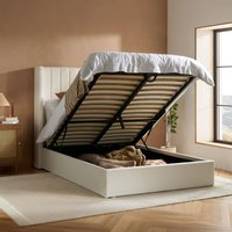 White Frame Beds Maisey Ottoman White Boucle Frame Bed