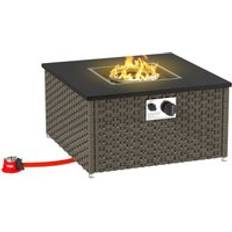 OutSunny 13 kW Rattan Gas Fire Pit Table Grey
