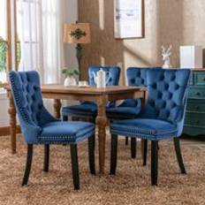 Kitchen Chairs on sale Set of 4 Lux Blue Velvet Dining Chairs 4 Pack Kitchen Chair 4pcs