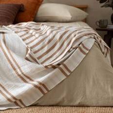 Stripes Bedspreads Yard Woven Stripe 100% Cotton Light One Size Bedspread Brown