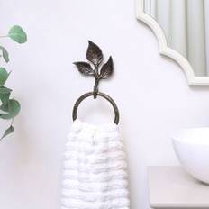 Screwed Towel Rings Melody Maison Antique Brass Leaf Detail Textured Towel Ring Holder