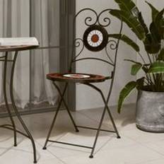 Orange Bistro Sets Berkfield Home Foldable Pcs Terracotta and White Ceramic - Orange Bistro Set, Table incl. 2 Chairs