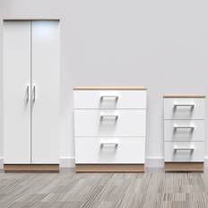 White Bedside Tables Swift Crowndale Devon 3 Piece White Matt and Oak Bedroom Furniture Set Bedside Table