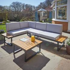 Home Source Modular Garden Furniture Sofa And Matching Coffee Table - Grey Outdoor Lounge Set