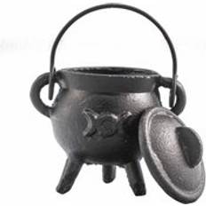 Ancient Wisdom Cast Iron Cauldron with Triple Moon 6x10 cm Grey Figurine