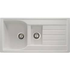 Abode Oriel 1.5 Bowl Composite Granite Kitchen Sink Frost White