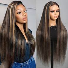Real Bleached Knots Highlight Lace Front Wigs 24 Inch 13x4