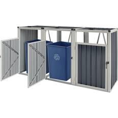 Pro-Tec Cache Poubelle Tarbek 3 Places Avec Portes À Poignée 121 x 219 x 82 cm Gris Anthracite (Surface du bâtiment )