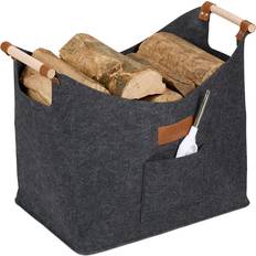 Relaxdays Felt Log Basket 50L Grey
