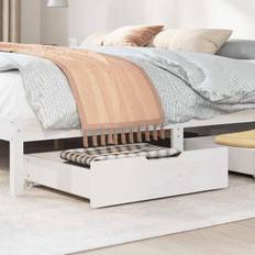 Bedden vidaXL Bedlades 2 st 75x55x17 cm Massief Grenenhout Wit