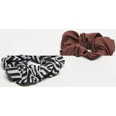 Hair Ties on sale Pieces 2 Pack Large Scrunchie in Chocolate and Mono Stripe