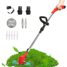 Battery Indicator Grass Trimmers UDIYO Red Cordless Grass Trimmer 12V Electric with 2 Batteries