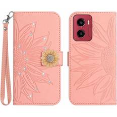 Mobile Phone Accessories GANGXUN Pink Case for Motorola Moto G05 Flip Wallet Credit Card Holder