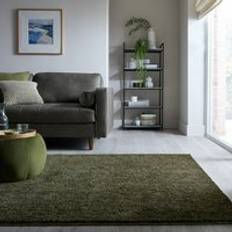 Dunelm Kallie Washable Shaggy Rug - Olive Green