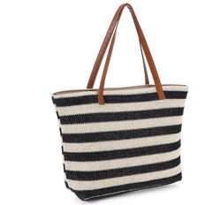 Black Beach Bags Torribaly Large Straw Bag Beach Tote Bag - Black
