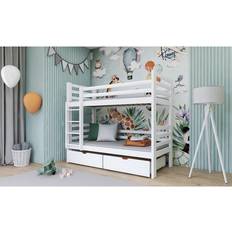 Våningssäng 80 cm Lano Patryk Med Lådor 80x180 cm Vit Våningssäng