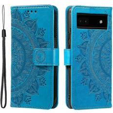 Google Pixel 9 Pro Fold Mobile Phone Cases Veanxin Google Pixel 8a Case Mandala Flower Imprinted Leather Cover with Strap