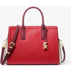 Michael Kors MK Laila Medium Color-Block Pebbled Leather Satchel - Red