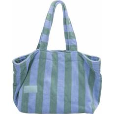 Bomuld Strandtasker Mille Notti Positano Strandtaske - Lyseblå/Grøn