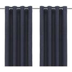 Curtains & Accessories GoodHome Glend Navy Plain Woven Blackout Thermal Eyelet Curtain 228 cm Pair