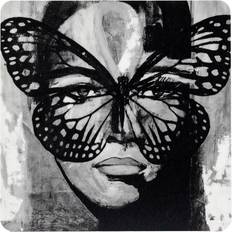 Carolina Gynning Glasunderlägg Carolina Gynning Golden Butterfly 9x9 cm Black White Glasunderlägg