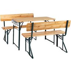 Tischbänke Stagecaptain BBDL-119 2X Set Hirschgarten Bierzeltgarnitur mit Lehne für Balkon 119 cm Natur 2x Set