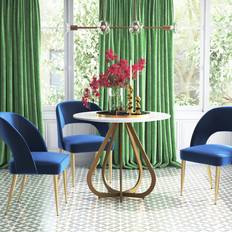 Marble Dining Tables Etta Avenue Amity 90 cm Pedestal Gold 76 cm H X 90 cm W X 90cm L Dining Table