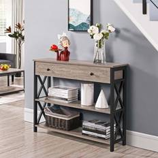MDF Console Tables Borough Wharf Industrial With 2 Open Shelves And Drawer 80cm H x 100cm W x 30cm D Console Table