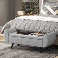Homcom Upholstered Linen Dark Grey Storage Bench