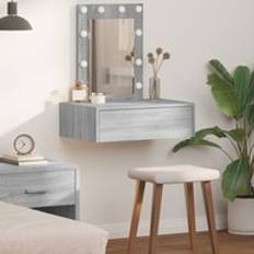 Grey Dressing Tables Berkfield Home Wall Hanging with LED Lights Grey Sonoma One Size Dressing Table