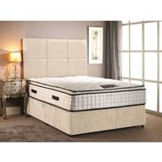 Bed Packages Somnior Chenille Orthopaedic Pillow Top Divan Bed Set with Headboard - Cream - Single