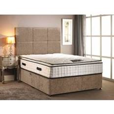 Bed Packages Somnior Chenille Orthopaedic Pillow Top Divan Bed Set with Headboard - Light Brown - King