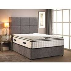 Somnior Chenille Orthopaedic Pillow Top Divan Bed Set with Headboard - Silver - Double