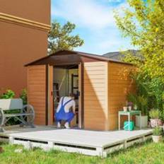 OutSunny Sheds OutSunny 9 x 6ft Garden Shed Wood Effect Tool Storage Sliding Door Wood Grain Brown - One Size (Building Area )
