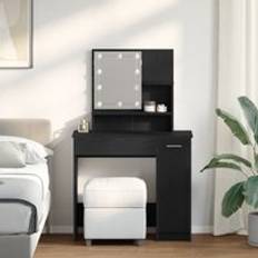 Black Dressing Tables Berkfield Home LED Black Oak 86.5 x 35 x 136 cm Dressing Table